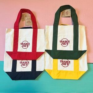 Trader Joe's Mini Canvas Tote Bags Set BUNDLE OF 4 NWT